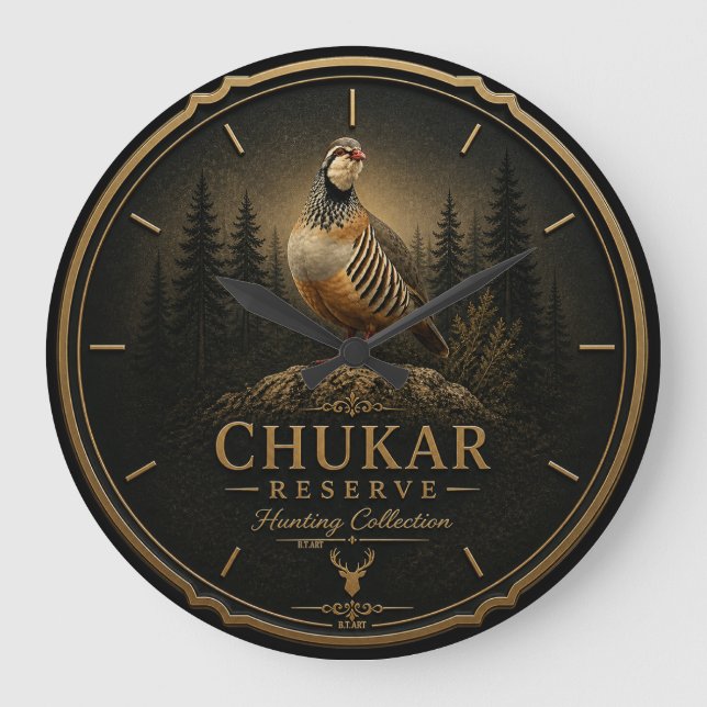 Chukar Partridge ,Art Large Clock (Front)
