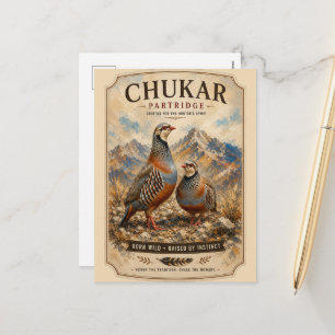 Chukar Partridge Pair Art Holiday Postcard