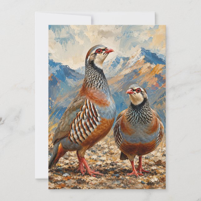 Chukar Partridge Pair Art  Invitation (Front)