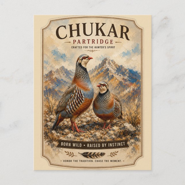 Chukar Partridge Pair Art  Postcard (Front)