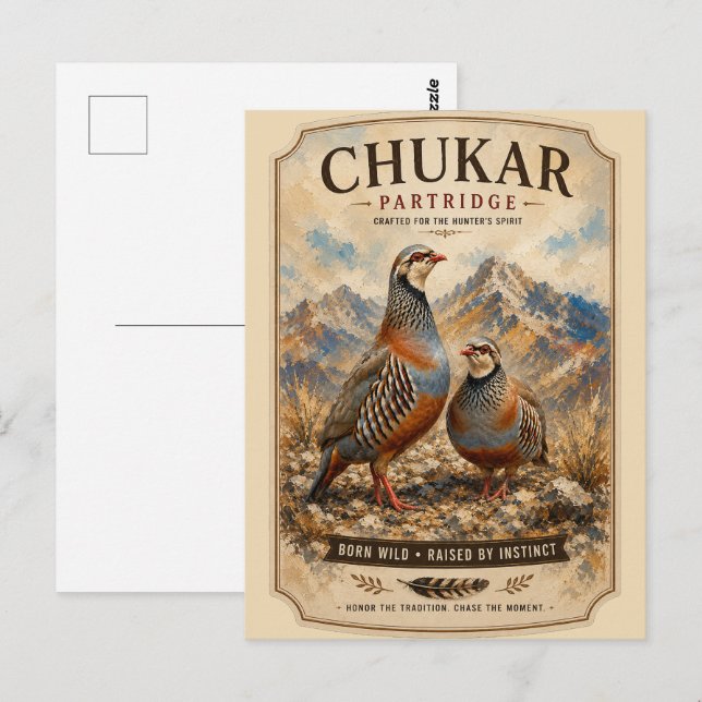 Chukar Partridge Pair Art  Postcard (Front/Back)