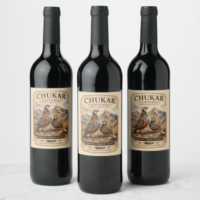 Chukar Partridge Pair Art  Wine Label (Bottles)