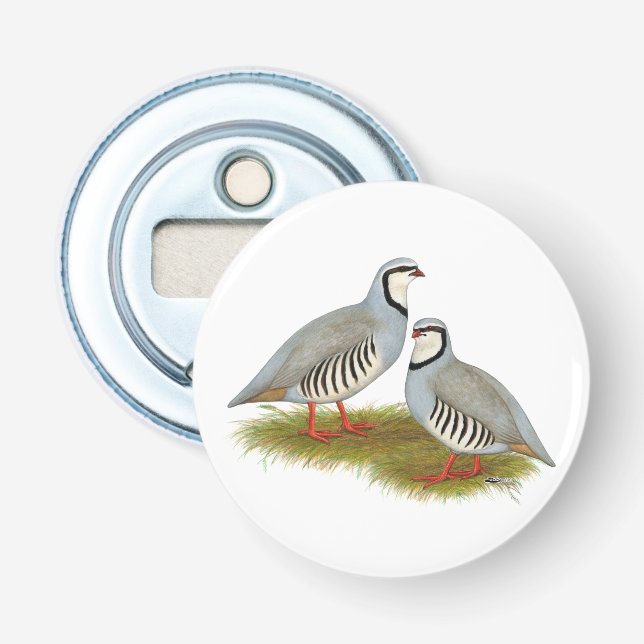 Chukar Partridge Pair Bottle Opener (Front)