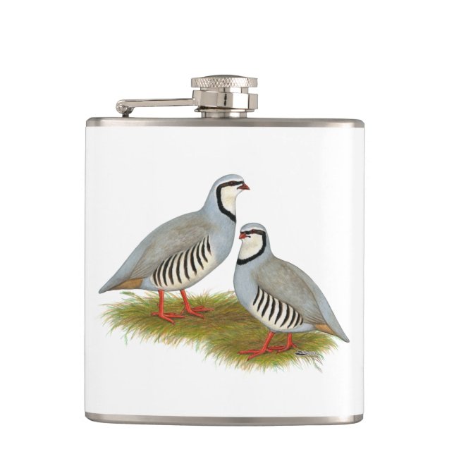 Chukar Partridge Pair Hip Flask (Front)