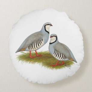 Chukar Partridge Pair Round Cushion