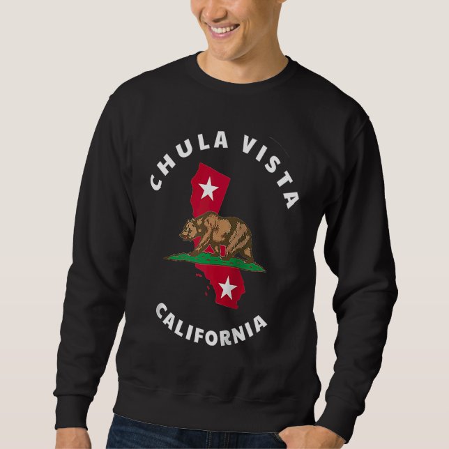 Chula Vista California CA Flag and Bear Badge Souv Sweatshirt (Front)