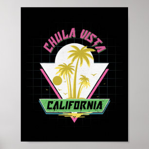 Chula Vista California Retro Vaporwave Beach Poster