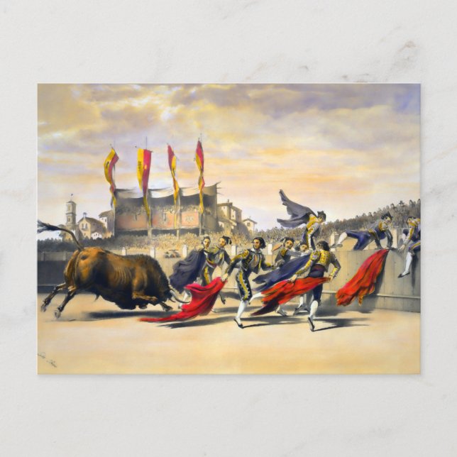 Chulos Playing the Bull Postcard (Front)