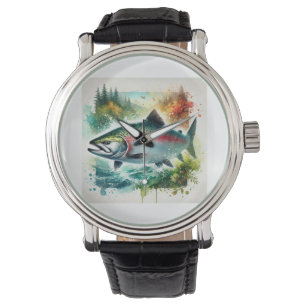 Chum salmon 240624AREF108 - Watercolor Watch