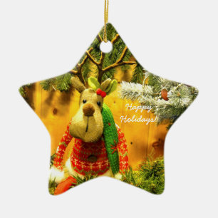 "Chump" Happy Holidays ceramic star ornament