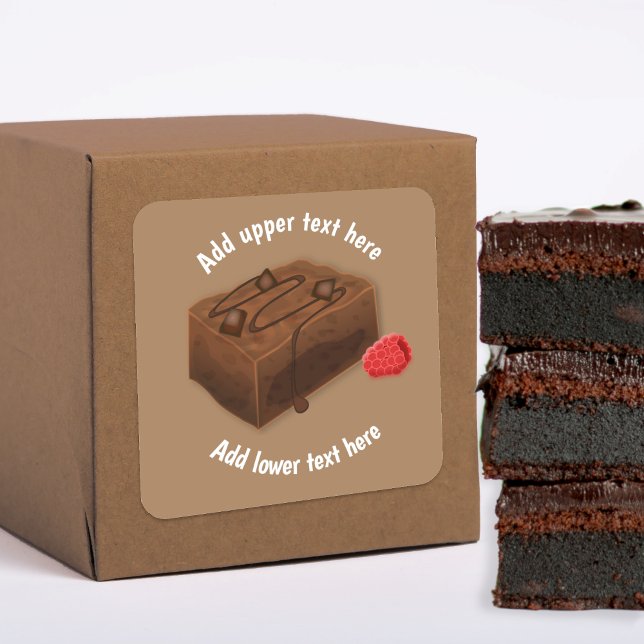 Chunk of Chocolate Brownie - 2 Lines Custom text Square Sticker (Creator Uploaded)