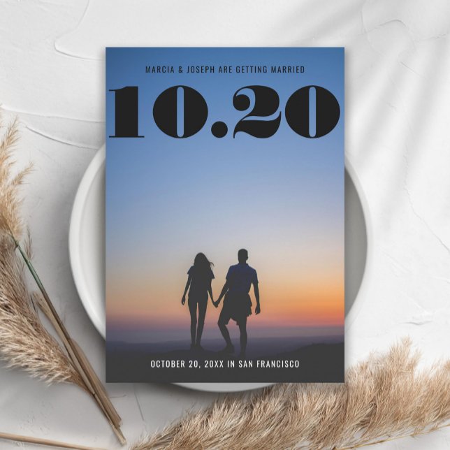 Chunky Bold Serif Wedding Date Photo Save The Date (Creator Uploaded)