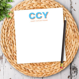 Chunky Initials Blue and Orange Personalised Notepad