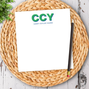 Chunky Initials Green and Blue Personalised Notepad