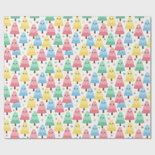 Chunky Kawaii Pastel Pine Trees Seamless Wrapping  Paper