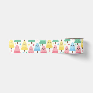 Chunky Kawaii Pastel Pine Trees Seamless Wrapping Satin Ribbon