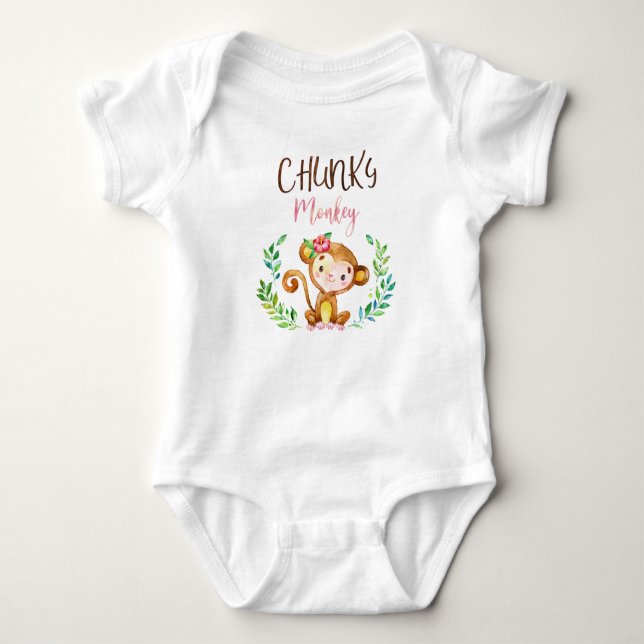 Chunky Monkey Baby Clothes, Monkey baby Bodysuit (Front)
