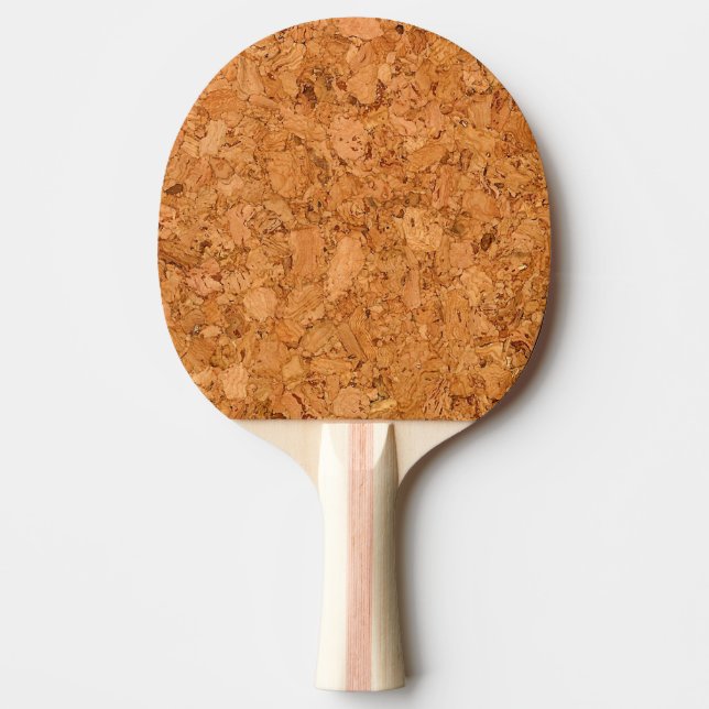 Chunky Natural Cork Wood Grain Look Ping Pong Paddle (Front)