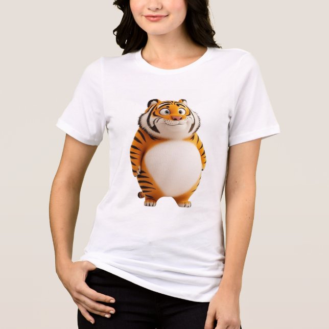 Chunky Orange Tiger Tee | Cute Round Zodiac Tiger  (Front)