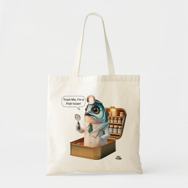  Chunky Sardine Fish-ician Medical Cartoon Tote Bag (Front)