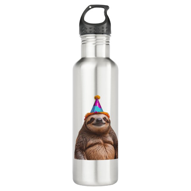 Chunky Sloth birthday party hat gift funny meme pr 710 Ml Water Bottle (Front)
