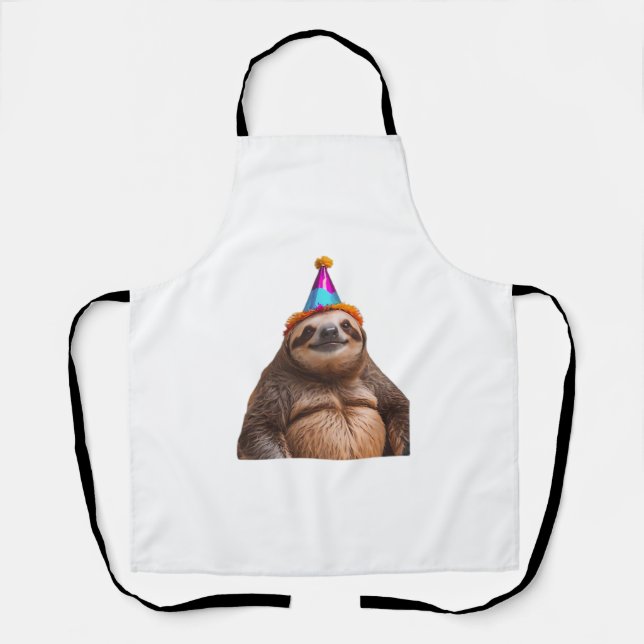 Chunky Sloth birthday party hat gift funny meme pr Apron (Front)
