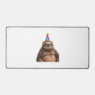 Chunky Sloth birthday party hat gift funny meme pr Desk Mat