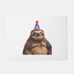 Chunky Sloth birthday party hat gift funny meme pr Doormat