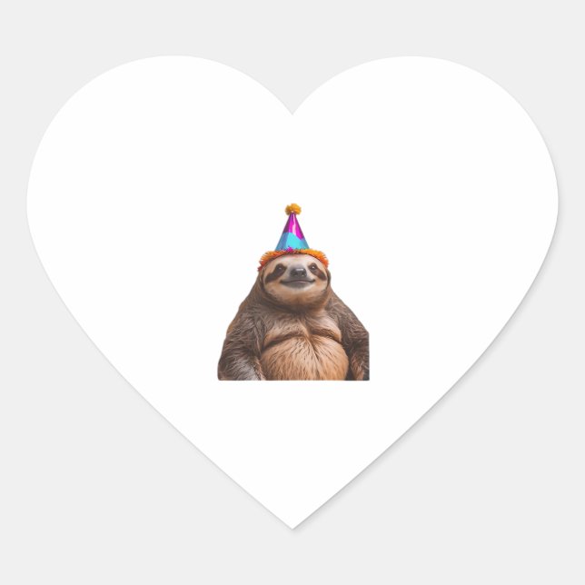 Chunky Sloth birthday party hat gift funny meme pr Heart Sticker (Front)