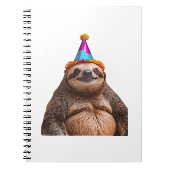 Chunky Sloth birthday party hat gift funny meme pr Notebook (Front)