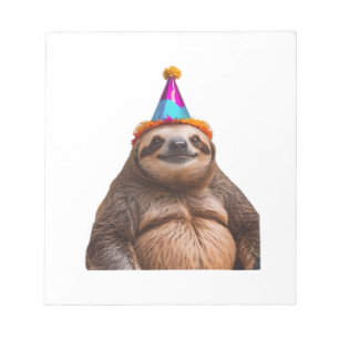 Chunky Sloth birthday party hat gift funny meme pr Notepad