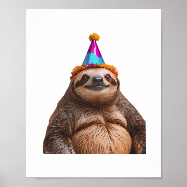 Chunky Sloth birthday party hat gift funny meme pr Poster (Front)