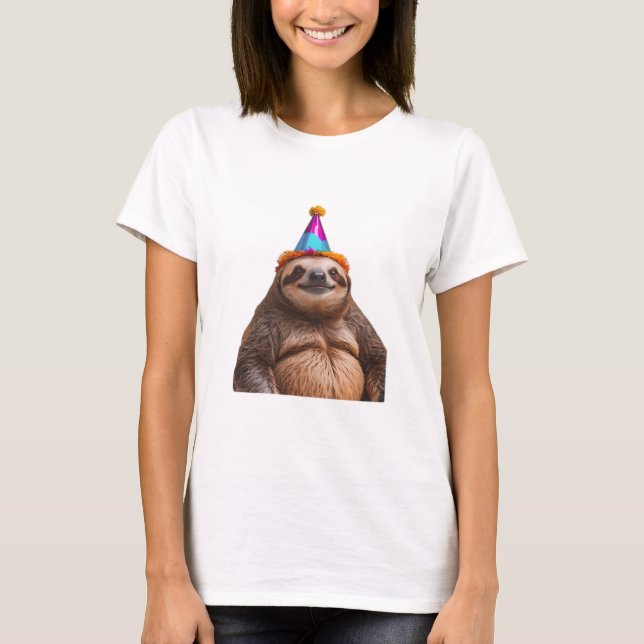Chunky Sloth birthday party hat gift funny meme pr T-Shirt (Front)