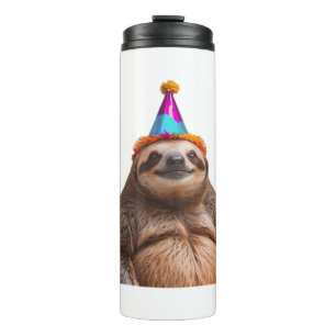 Chunky Sloth birthday party hat gift funny meme pr Thermal Tumbler