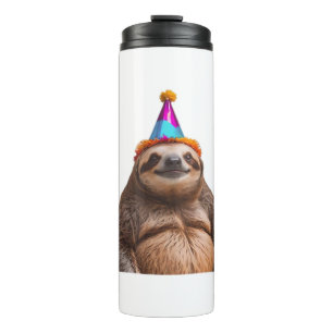 Chunky Sloth birthday party hat gift funny meme pr Thermal Tumbler