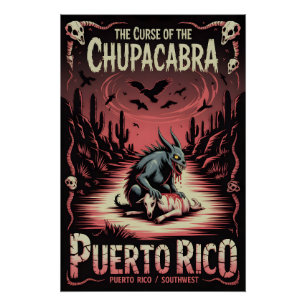Chupacabra Cryptid Horror Desert Monster Art Poster