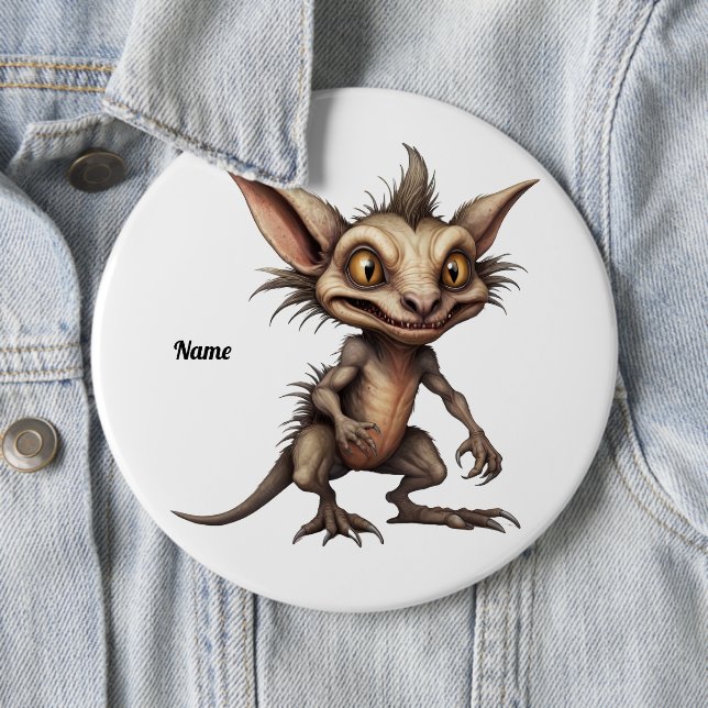 Chupacabra Gremlin Hybrid Illustration 6 Cm Round Badge (In Situ)