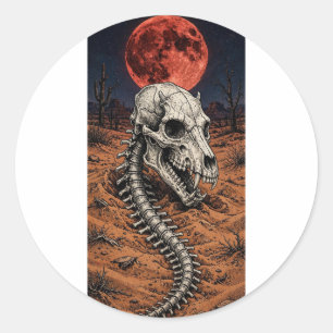 Chupacabra Skull — Desert Night Classic Round Sticker