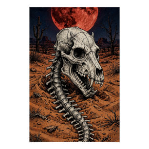 Chupacabra Skull — Desert Night Poster