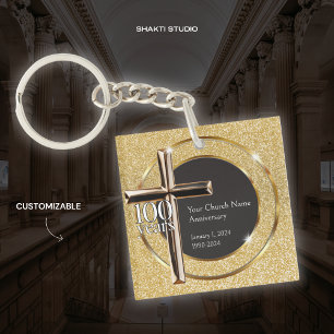 Church 100 Years Anniversary Event Souvenir Square Key Ring