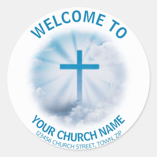 Church Address Welcome Pack Classic Round Sticker (Front)