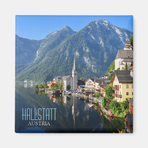 Church and village of Hallstatt, Austria with Alps Magnet