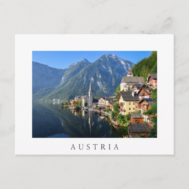 Church and village of Hallstatt, Austria with Alps Postcard (Front)