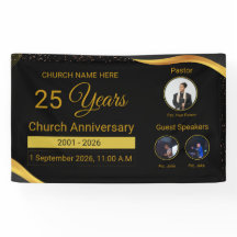 Church Anniversary Elegant Black and Gold