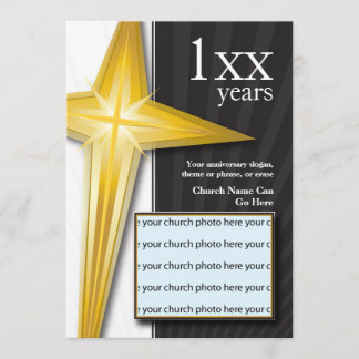 Church Anniversary Golden Cross Invitation