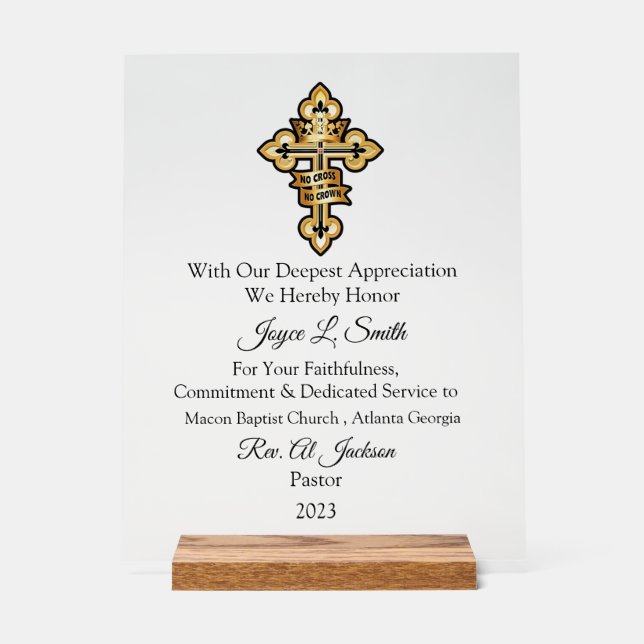 Church Appreciation Acrylic Sign (Front)