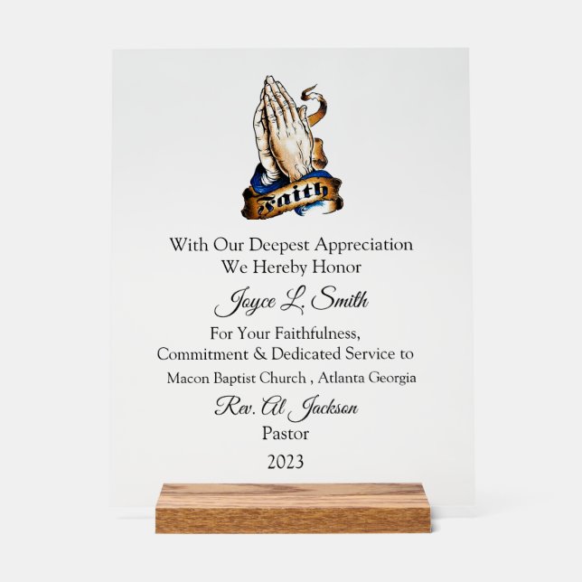 Church Appreciation Acrylic Sign (Front)