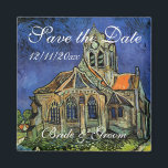 Church at Auvers by Vincent van Gogh Wedding Magnet<br><div class="desc">Save the Date customizable magnet. The Church at Auvers (1890) by Vincent van Gogh is a vintage post impressionism fine art religious painting featuring a woman walking along a path towards the village chapel with beautiful stained glass windows. A daily life architecture scene. About the artist: Vincent Willem van Gogh...</div>