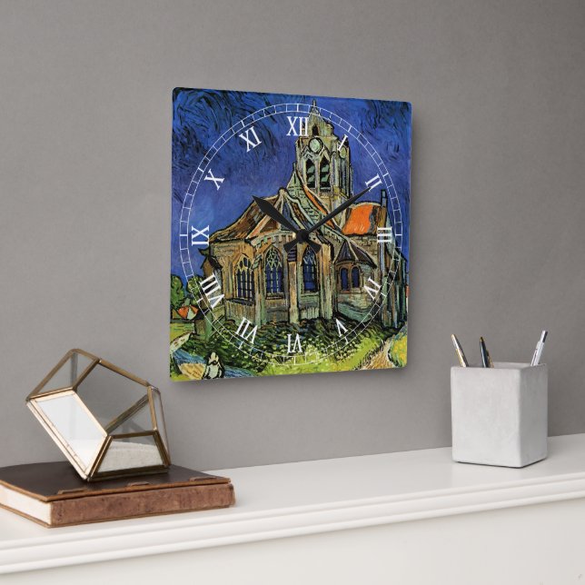Church at Auvers-sur-Oise by Vincent van Gogh Square Wall Clock (Office)