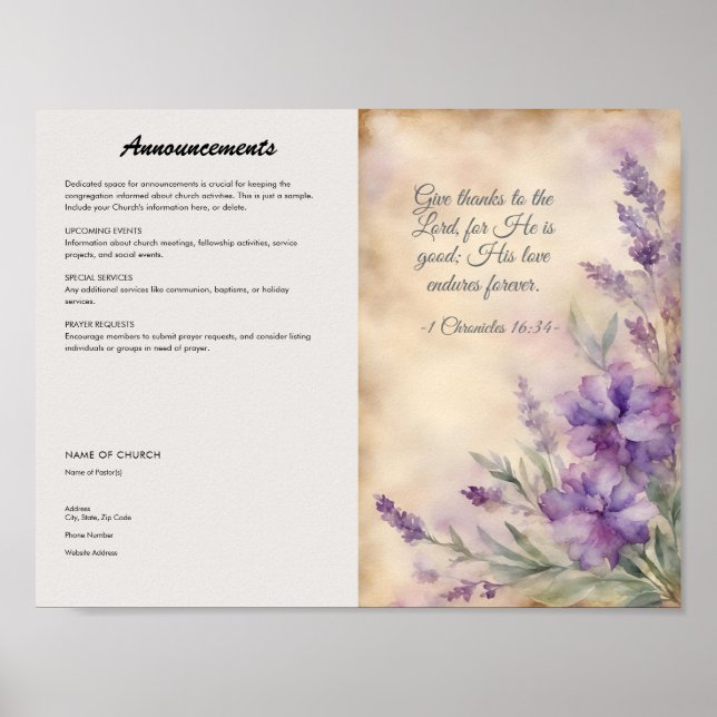 Church Bulletin for Download and Print (Front)